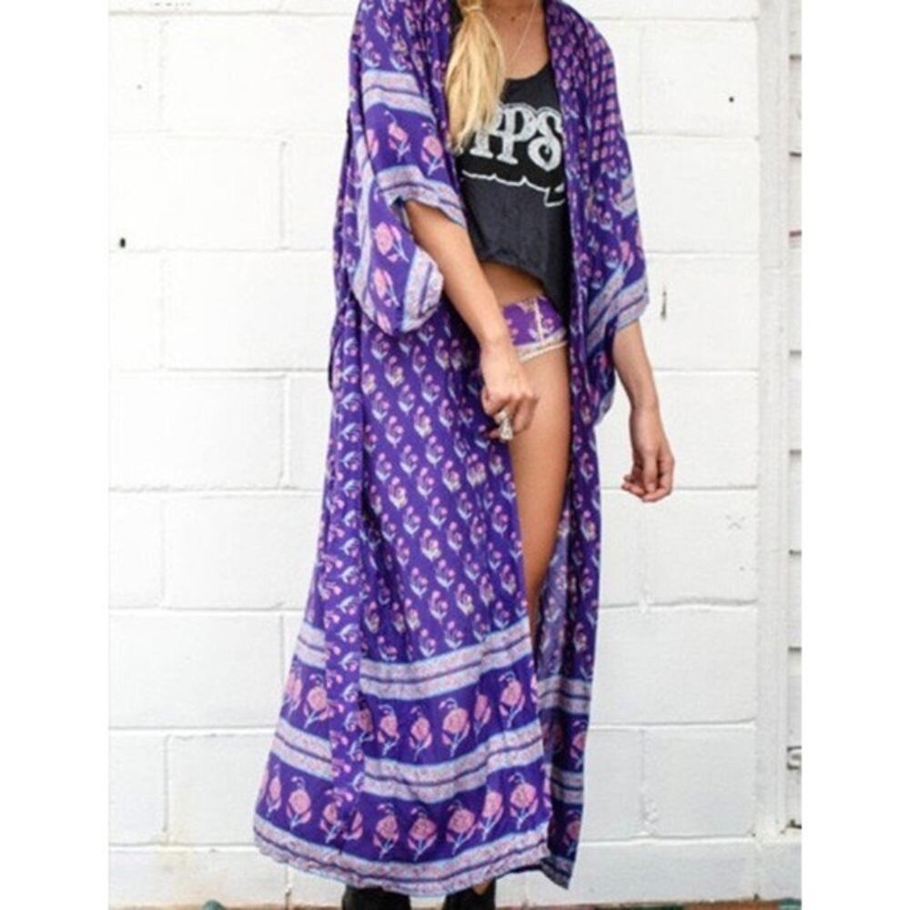 NWOT SPELL DESIGNS BOHEMIAN ROYALE PURPLE KIMONO ROBE OSFA